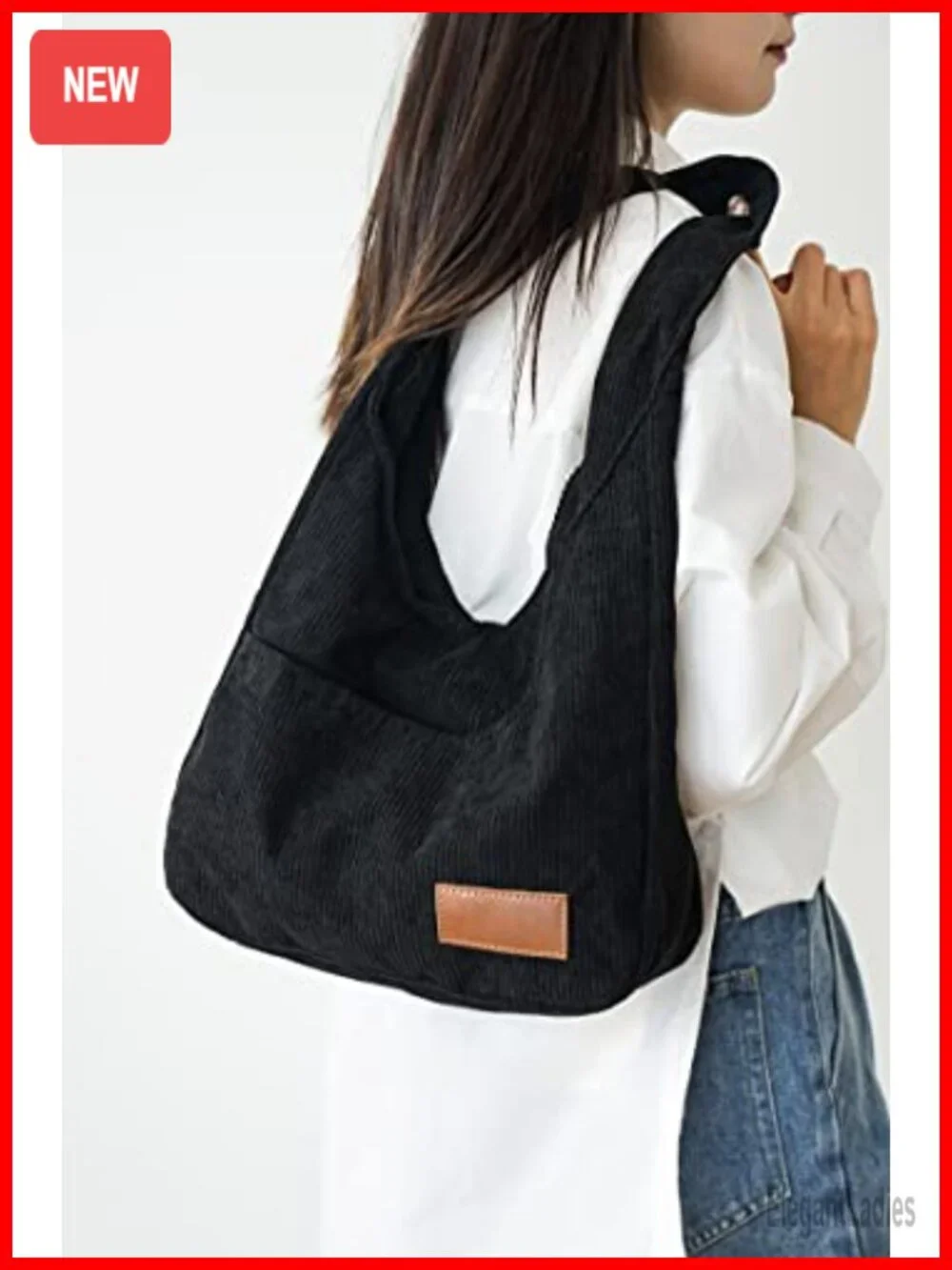 Corduroy Hobo Bag Multiple Pockets Casual College Tote Shoulder Bag